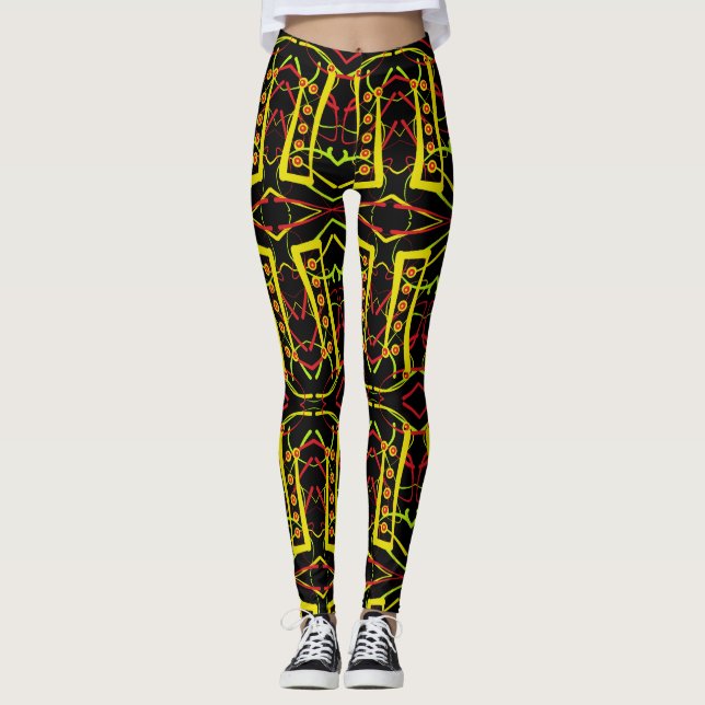 Leggings Abstrait noir et jaune (Devant)