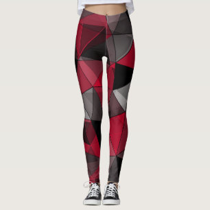 Leggings Abstrait, noir et rouge, triangle, géométrique, no