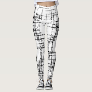 Leggings abstrait noir sur blanc croquant motif