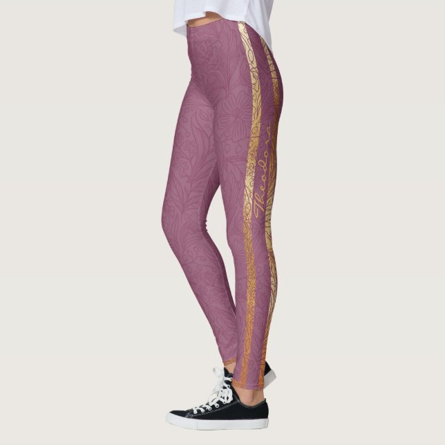 Leggings Abstrait or Bourgogne Floral (Gauche)