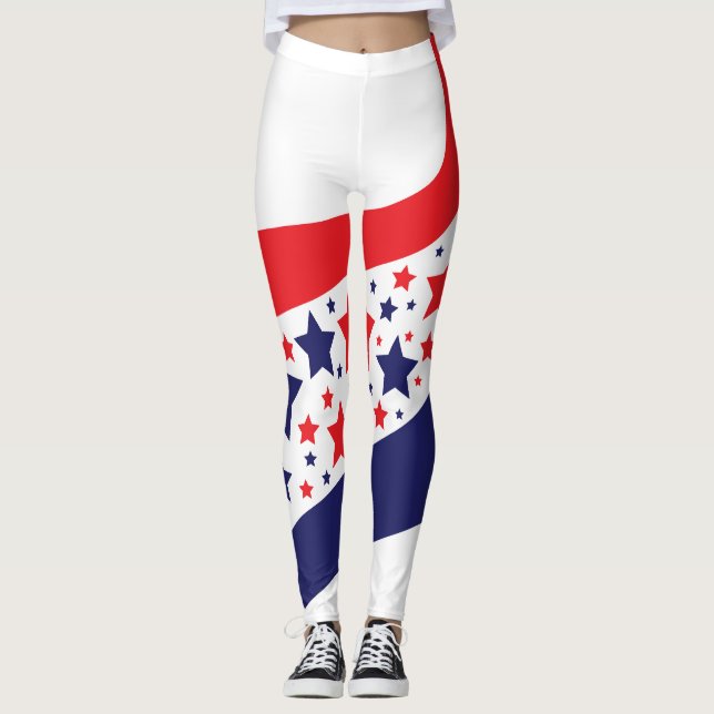Leggings Abstrait Patriotique Ondulé (Devant)