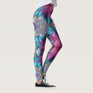 Leggings Abstrait Pink Gold Grey Aqua Running Jogging