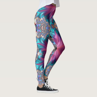 Leggings Abstrait Pink Gold Grey Aqua Running Jogging