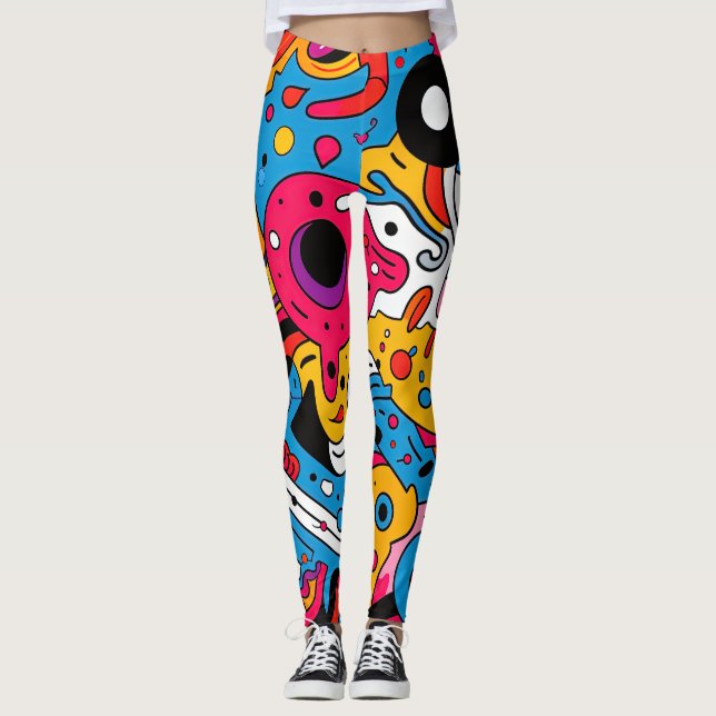 Leggings Abstrait Pop Art Motif sans couture (Devant)
