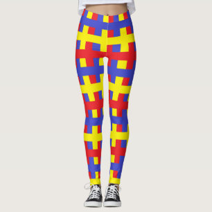 Leggings Abstrait rouge, bleu et jaune