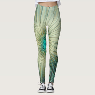 Leggings Abstrait Sage Green Imaginaire Fleur Fractal Art