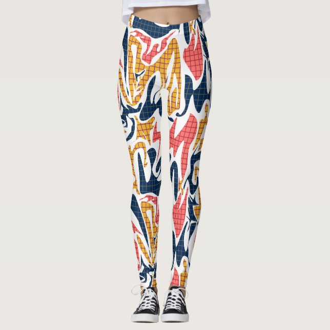 Leggings Abstrait sans couture brosse trait moderne multico (Devant)
