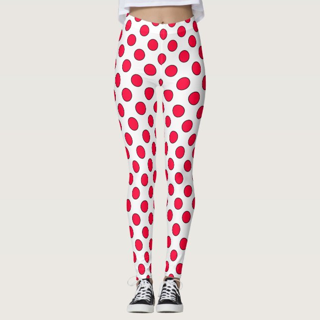 Leggings Abstrait simple style rouge blanc pois circl (Devant)