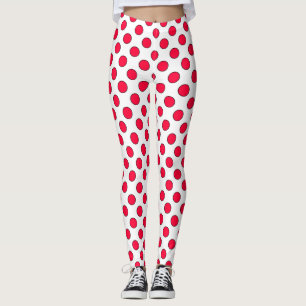 Leggings Abstrait simple style rouge blanc pois circl