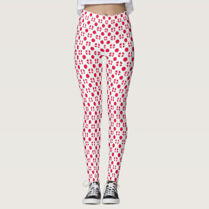 Leggings Abstrait simple style rouge blanc pois circl