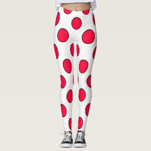 Leggings Abstrait simple style rouge blanc pois circl