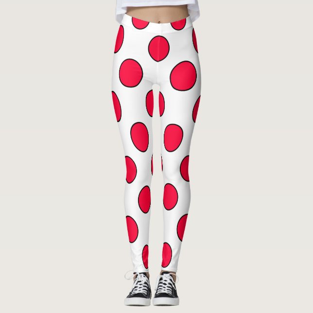 Leggings Abstrait simple style rouge blanc pois circl (Devant)
