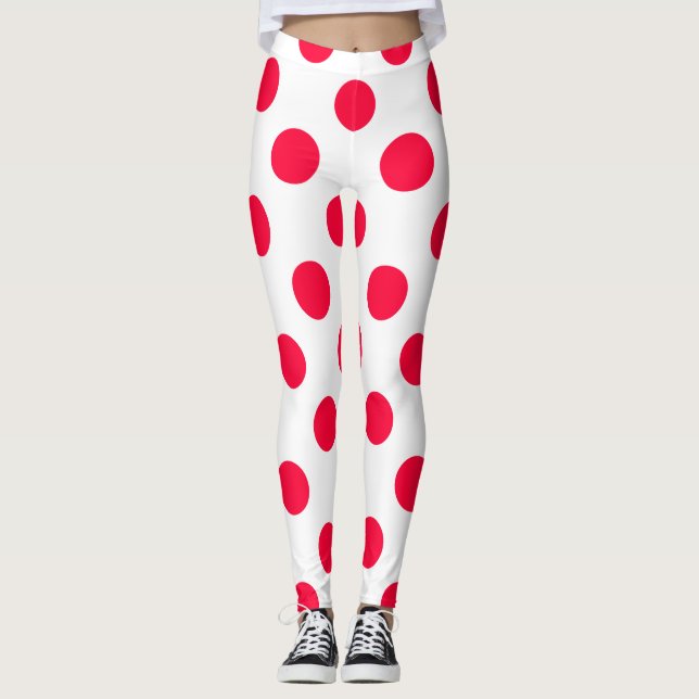 Leggings Abstrait simple style rouge blanc pois circl (Devant)