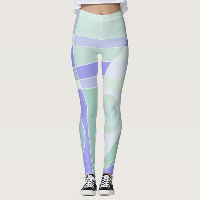Leggings Abstrait Surf Pastel Purple Green (Devant)