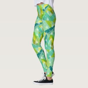 Leggings Abstrait Triangle Arrow Mint Blue Aqua Motif