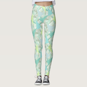 Leggings Abstrait Triangle Arrow Mint Blue Aqua Motif