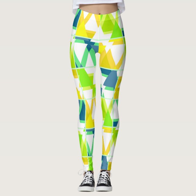 Leggings Abstrait vert jaune (Devant)
