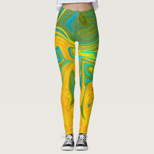 Leggings Abstrait vert orangé jaune Neon tendance