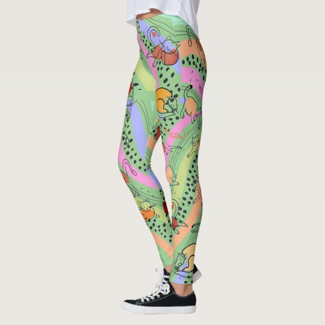Leggings Abstraite dame aux pattes de chats (Gauche)