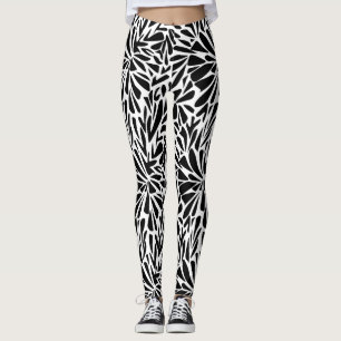 Leggings Abstraite flore monochrome moderne et tra