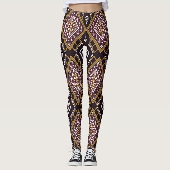 Leggings Abstraite géométrique ethnique, design de papier p (Devant)