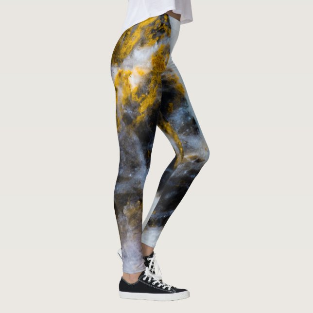 Leggings Abstraite ligne blanche or texture rocheuse (Droite)