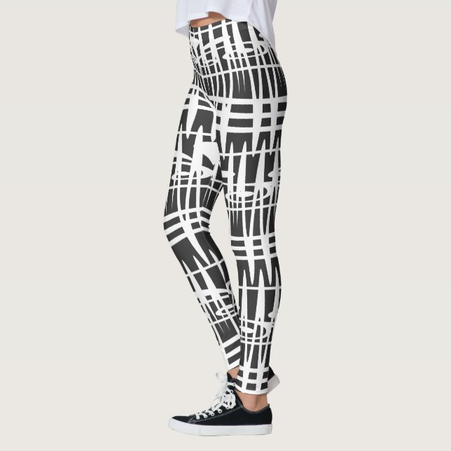 Leggings Abstraite ligne géométrique blanche moderne (Gauche)