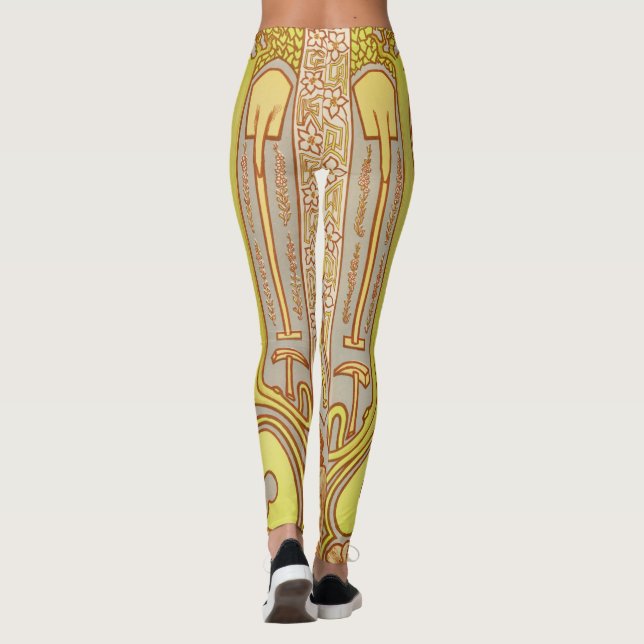 Leggings Abstraite Motif Vintage gris-jaune femmes (Dos)
