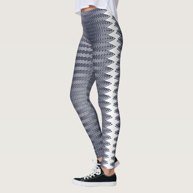 Leggings Abstraites bandes géométriques en noir et blanc, T (Gauche)