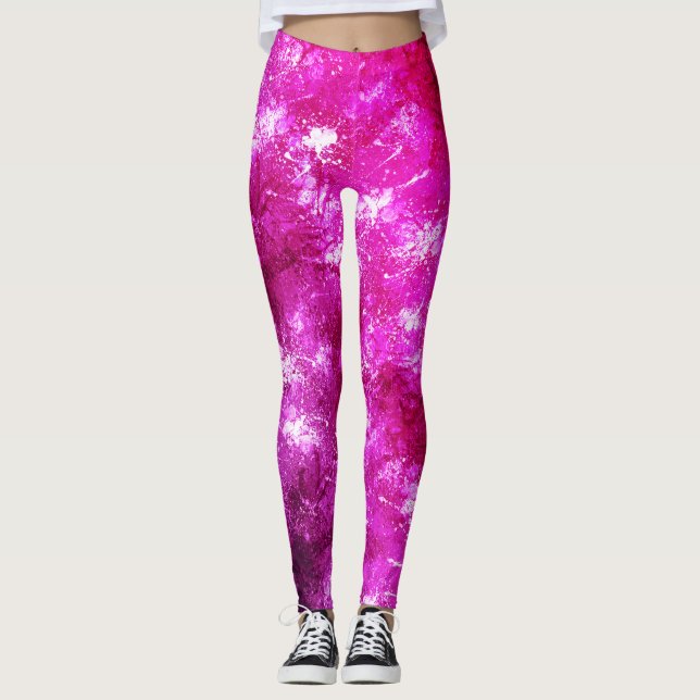 Leggings Abstraits carreaux de peinture en marbre rose chau (Devant)