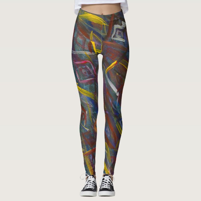 Leggings Abstraits colorés "Carrés" (Devant)