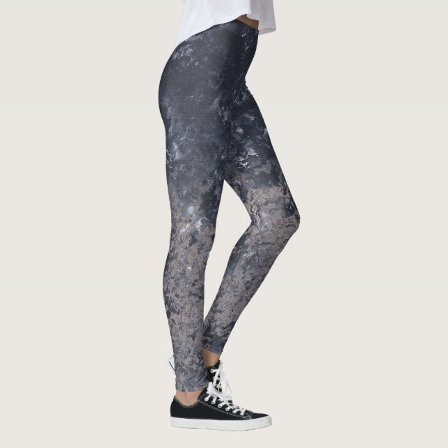 Leggings Abstraits de peinture gris-noir (Droite)