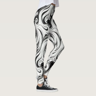 Leggings Abstraits Fils Whispy Cheveux Liquide