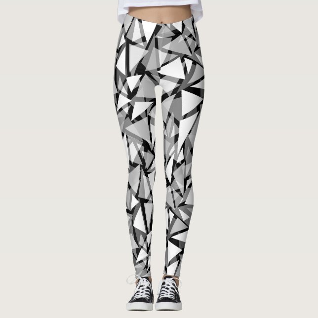 Leggings Abstraits, géométriques Noir et gris (Devant)