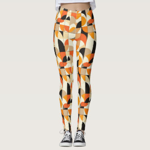 Leggings Abstraits géométriques rétro aux tons ora