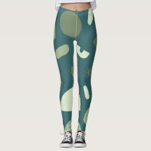 Leggings Abstraits modernes - Turquoise et crème