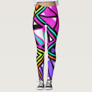 leggings abstraits néon
