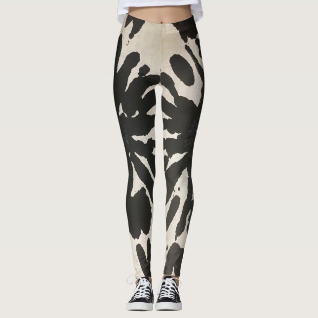 Leggings Abstraits noirs blancs modernes (Devant)