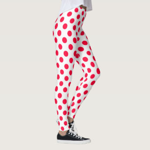 Leggings Abstraits pois blancs rouges et simples