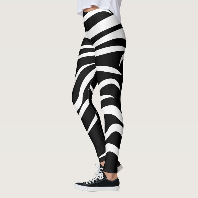Leggings Abstraits rayés noir et blanc (Gauche)
