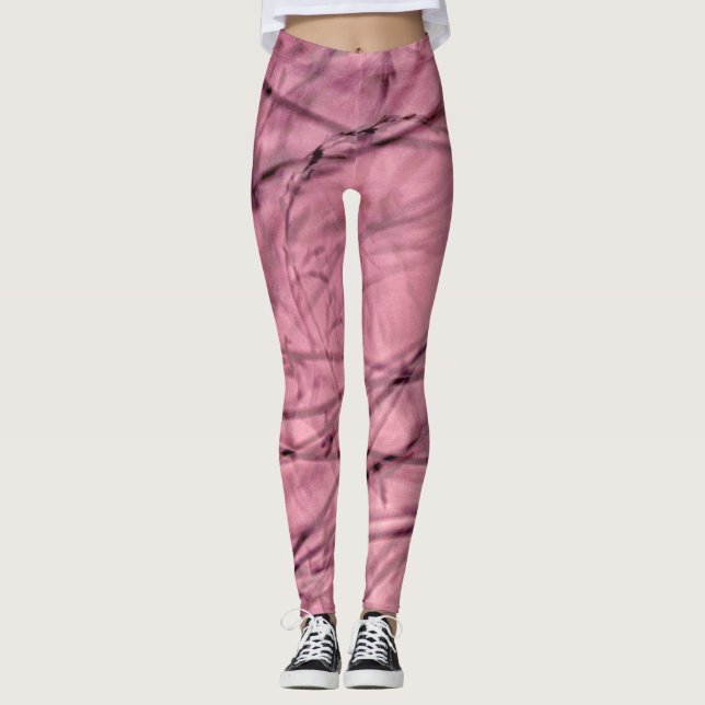 Leggings Abstraits tourbillonnants rose et noir (Devant)