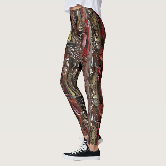 Leggings Abstrato entalhado em mogno e vermelho escuro (Gauche)