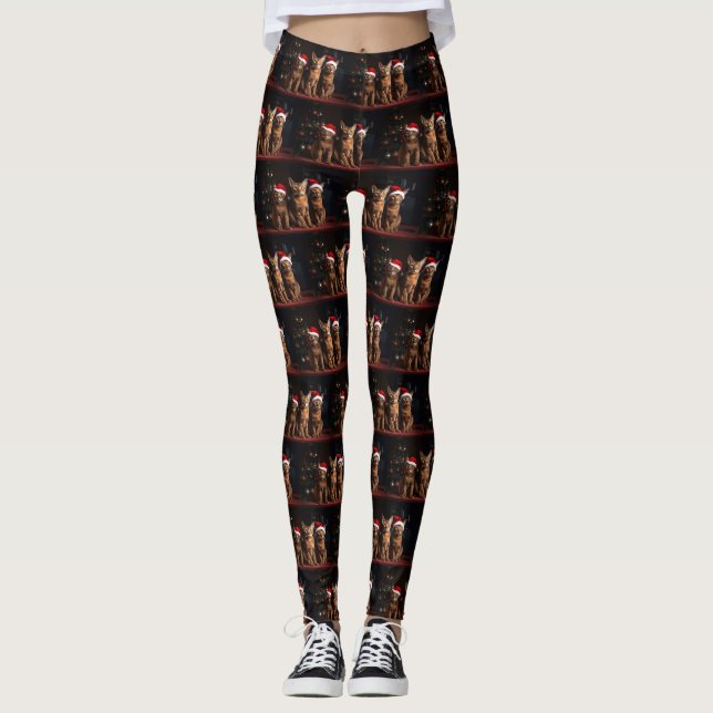 Leggings Abyssin au coin du feu de Noël (Devant)