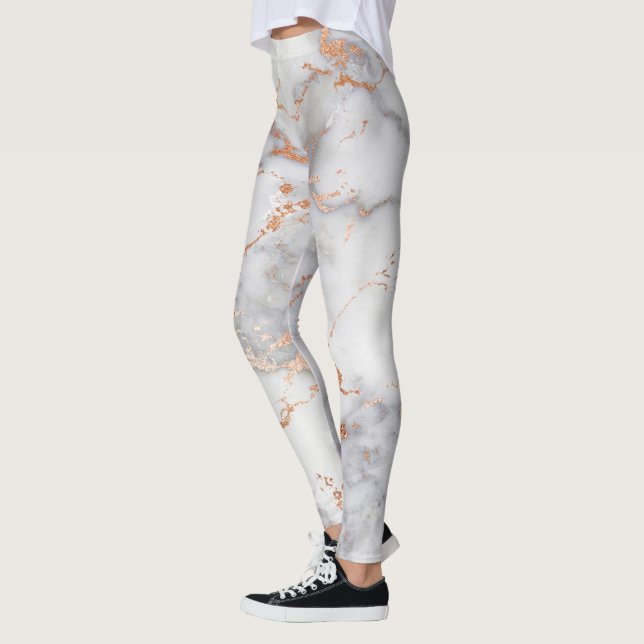 Leggings Accents de sable et motif abstrait blanc (Gauche)
