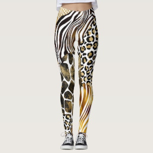 Leggings Accents d'or Posters de animaux mixtes audacieux