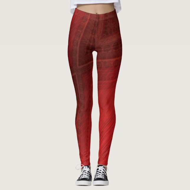 Leggings Acceptation | Motif de Boho Eclectique Rouge (Devant)