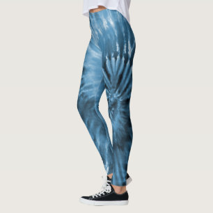 Leggings Acier bleu gris psychédélique Starburst Tie Dye