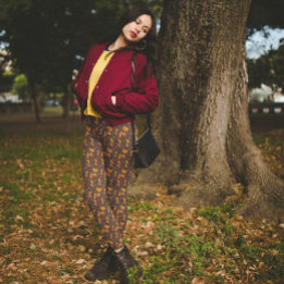Leggings Acornes foncées Feuilles d'automne gris