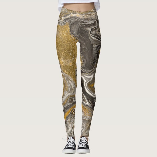 Leggings Acrylique marbré, texture inspirée de la nature. (Devant)