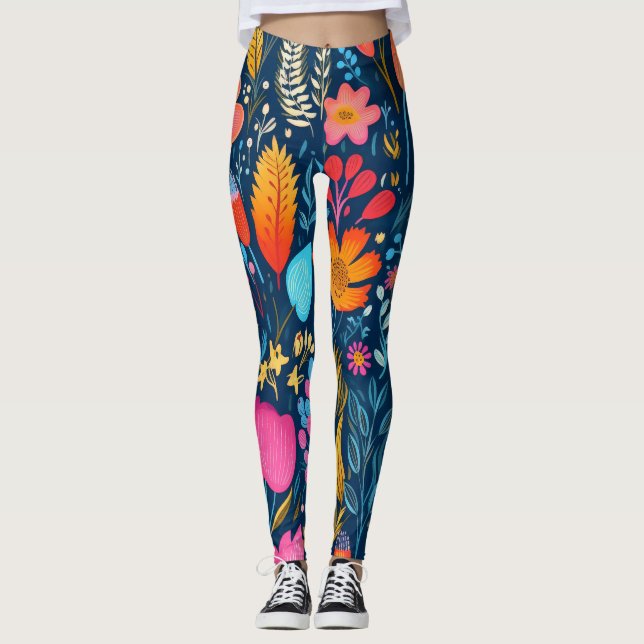 Leggings AD 010 - motif numérique floral (Devant)
